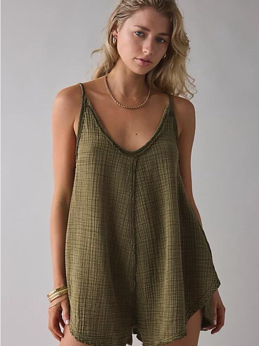 Urban Outfitters Out From Under Solace Overdyed Cotton Gauze Romper